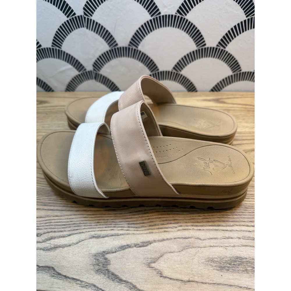 Reef Women Banded Horizon HI, Size 9 Women's Pink & White Slip on Cushion Comfy - Picture 4 of 10